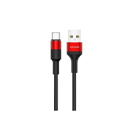 Usams Cable Type C NYLON SJ221 1.2M noir et rouge ( compatible avec plateau de présentation )