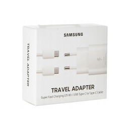 Samsung EP-TA800XWEGWW : CHARGEUR SAMSUNG USB-C 25W / 3A - SUPER FAST CHARGE + CABLE USB-C USB-C BLANC BLISTER