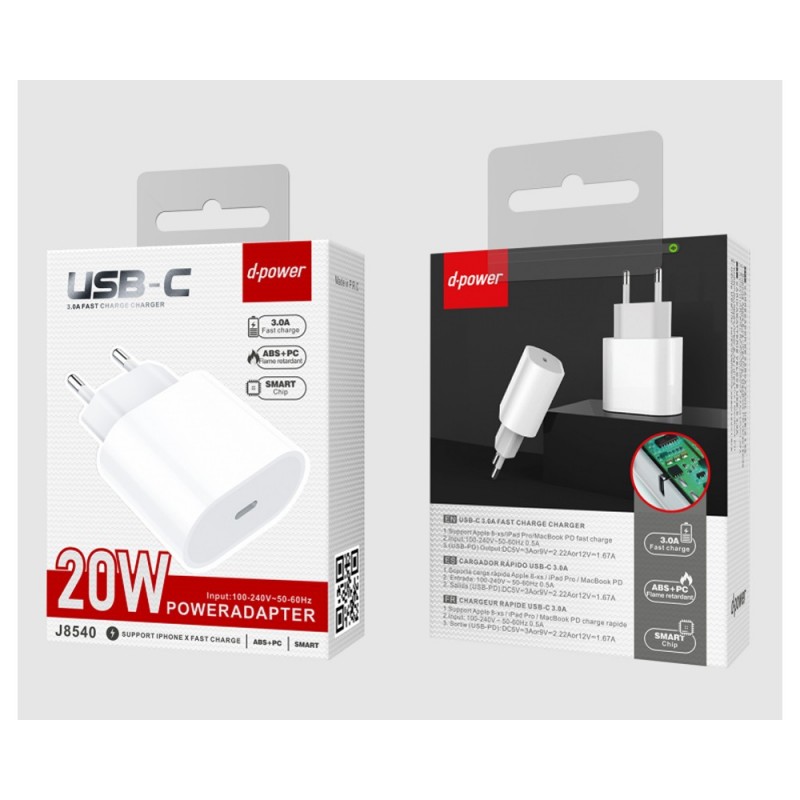 D-Power CHARGEUR SECTEUR USB-C 20W J8540 SOUS BLISTER prix spécial D-Power CHARGEUR SECTEUR USB-C 20W J8540 SOUS BLISTER prix spécial