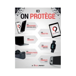CUT & PROTECT AFFICHE "ICI ON PROTEGE" 60 X 80 CM BLANC/NOIR - COMMUNIQUER AVEC VOS CLIENTS