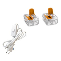 Câble d'alimentation avec Prise électrique/Interrupteur Blanc + 2 Wago