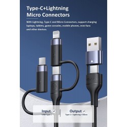 Usams USAMS Câble USB-A - USB-C vers Lightning, USB-C, microUSB 60W US-SJ547