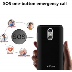 Smartphone 4G Senior 5'' avec Bouton SOS, 2550mAh Batterie, Stations Recharge, avec Grandes icônes, Android 12