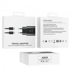 Prise PD 45W + Cable Type-C vers Type-C Noir Chargeur Complet
