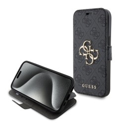 Guess GUESS - IPHONE 15 PRO MAX - ETUI BOOK LOGO GRIS