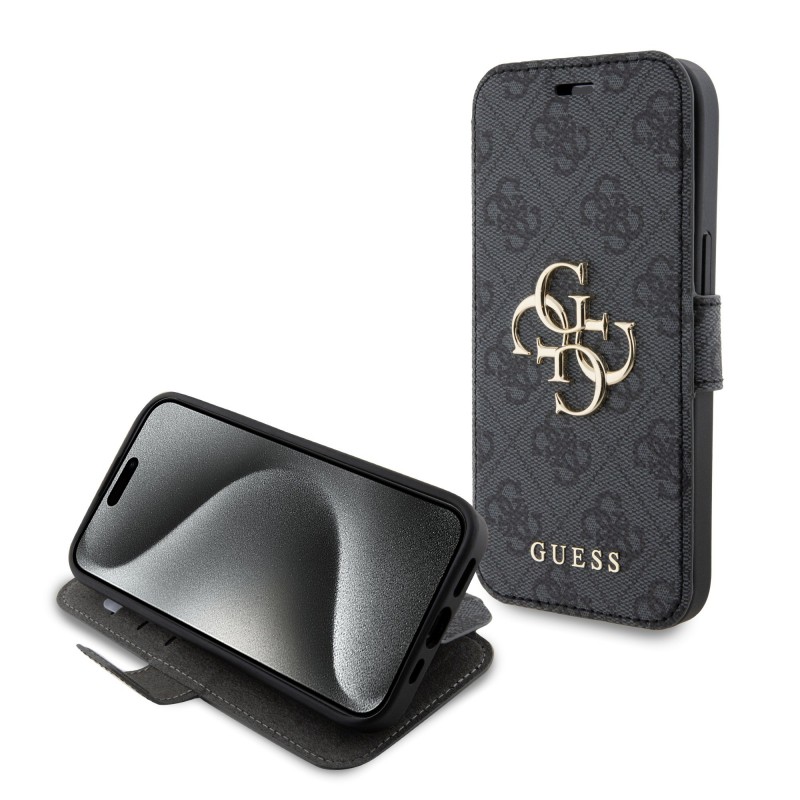 Guess GUESS - IPHONE 15 PRO MAX - ETUI BOOK LOGO GRIS