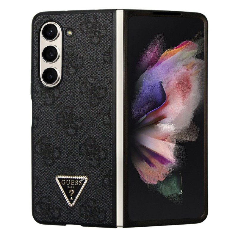 Guess Étui triangulaire en cuir PU Guess 4G pour Samsung Galaxy Z Fold 5 Noir