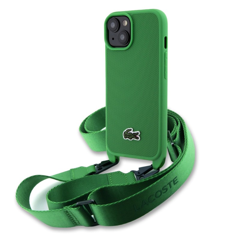 Apple Étui Lacoste Iconic Petit Pique à logo tissé pour iPhone 15 Vert