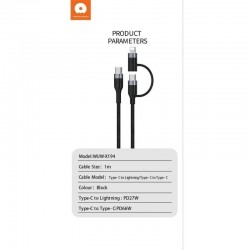 Cable USB-C vers USB-C et lightning Nylon fast charging 66W/27W (X194)