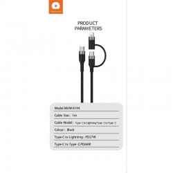 Cable USB-C vers USB-C et lightning Nylon fast charging 66W/27W