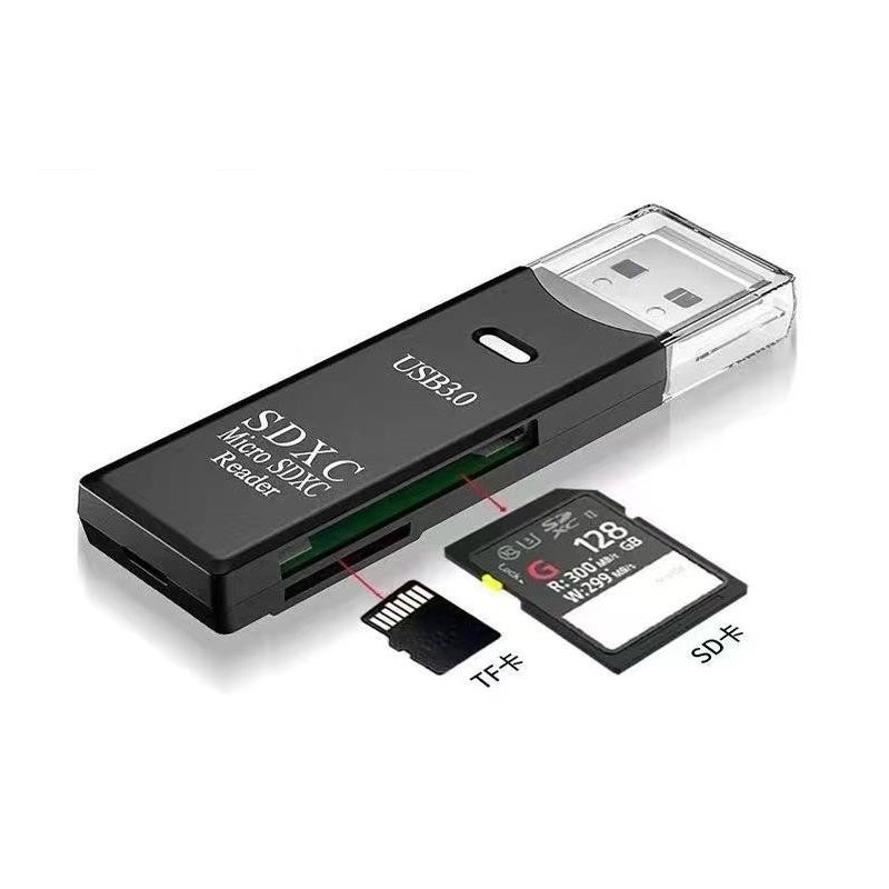Lecteur USB 3.0 de carte micro sd et SD noir