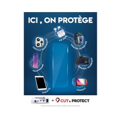 CUT & PROTECT AFFICHE "ICI ON PROTEGE" 60 X 80 CM BLEU - COMMUNIQUER AVEC VOS CLIENTS