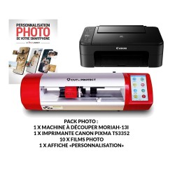 CUT & PROTECT PACK PERSONNALISATION Photo Cut & Protect : Machine Moriah-13i + imprimante + 10x Films + 1 Affiche