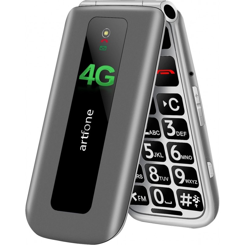 TELEPHONE PORTABLE 4G POUR SENIOR (F30) - CLAPET AVEC GRANDES TOUCHES - RADIO - NOIR