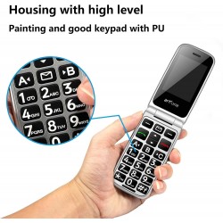 TELEPHONE PORTABLE 4G POUR SENIOR (F30) - CLAPET AVEC GRANDES TOUCHES - RADIO - NOIR