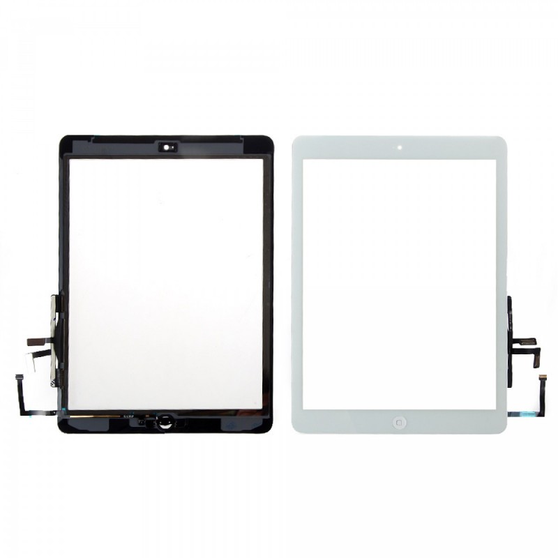 Apple Vitre tactile iPad Air (A1474 / A1475) Blanc avec Bouton Home + Autocollant Apple Vitre tactile iPad Air (A1474 / A1475) Blanc avec Bouton Home + Autocollant