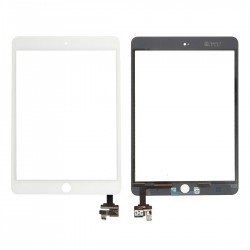 Vitre tactile iPad Mini 3 (A1599 / A1600) Blanc + Autocollant
