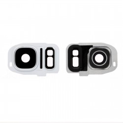 Vitre caméra arrière Samsung Galaxy S7 (G930F) Blanc Contour + Vitre cache