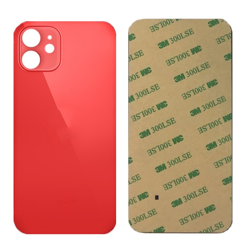 Vitre arrière iPhone 12 Rouge (Grand trou) Sans Logo