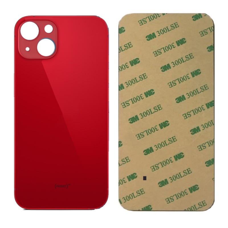 Vitre arrière iPhone 13 Rouge (Grand trou) Sans Logo