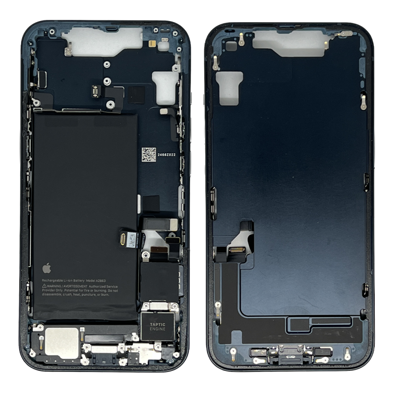 Châssis iPhone 14 Noir - Connecteur de Charge + Batterie sans Vitre Arrière (Origine Demonté) - Grade A