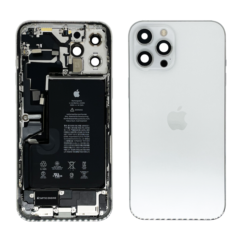 Châssis Complet iPhone 12 Pro Max Blanc - Connecteur de Charge + Batterie (Origine Demonté) Grade A
