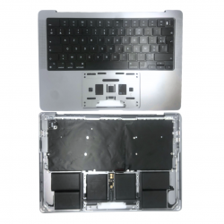 Apple Châssis Complet Apple MacBook Pro 14″ Argent A2442 - Châssis + Batterie + Tactile + Clavier QWERTY - Grade AB