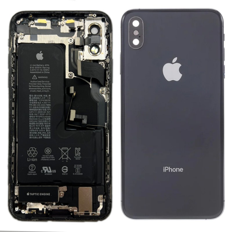 Châssis Complet iPhone XS Noir - Connecteur de Charge + Batterie (Origine Demonté) - Grade A
