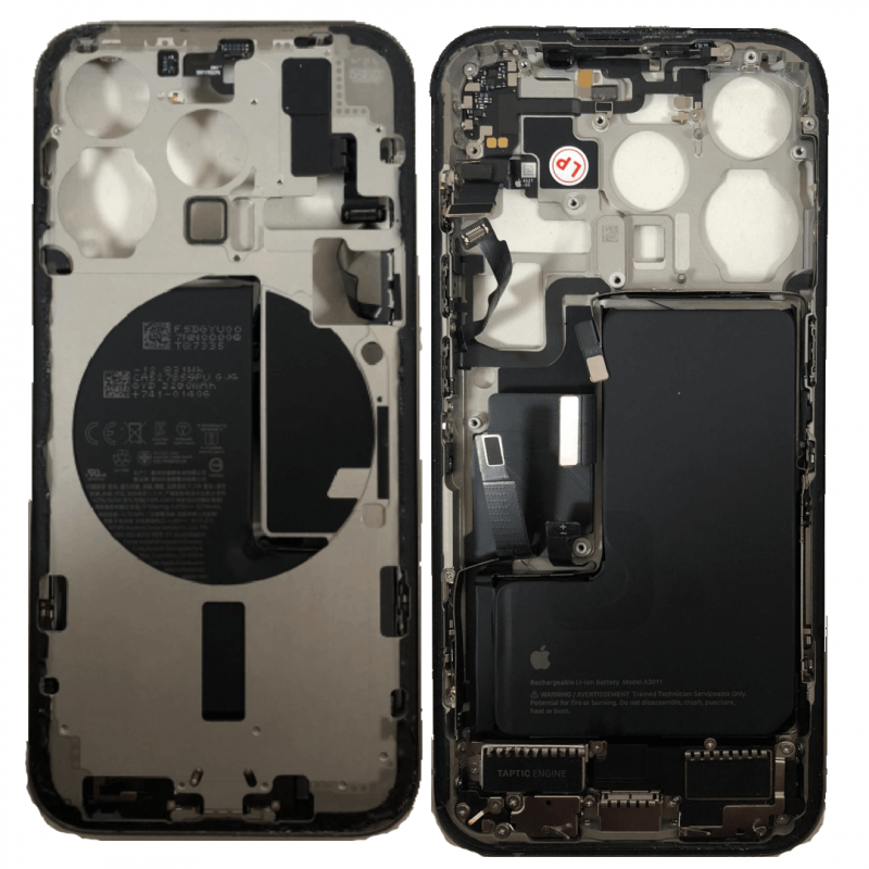 Chassis Arrière iPhone 15 Pro sans Vitre Arrière avec Batterie Titane Naturel E-SIM (Origine Demonté) Grade A