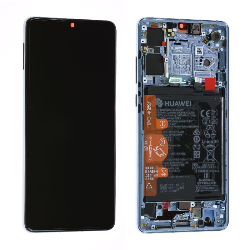 HUAWEI Ecran Huawei P30 Bleu Nacré / Crystal + Châssis + Batterie (Service pack) Système Récent HUAWEI Ecran Huawei P30 Bleu Nacré / Crystal + Châssis + Batterie (Service pack) Système Récent