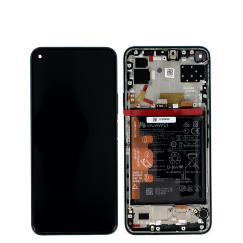 Ecran Huawei P40 Lite 4G Vert Sur Châssis + Batterie (Service Pack)