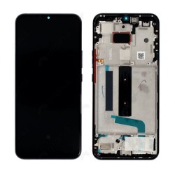 Ecran Xiaomi Redmi Note 9S Noir / Bleu foncé + Châssis (Service pack)