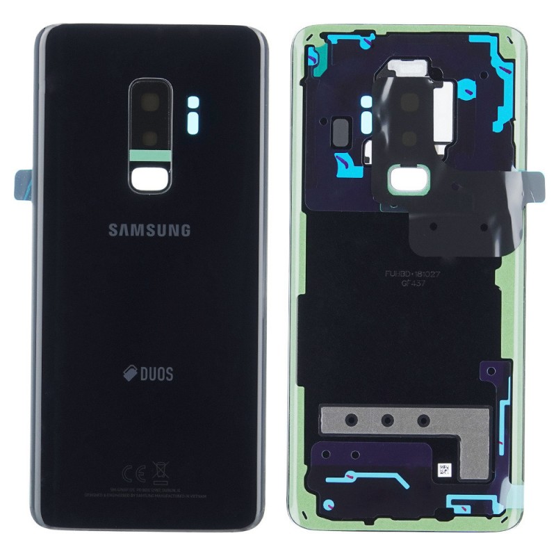 Samsung Vitre arrière Samsung Galaxy S9 Plus Duos (G965FD) Minuit Noir (Service Pack)