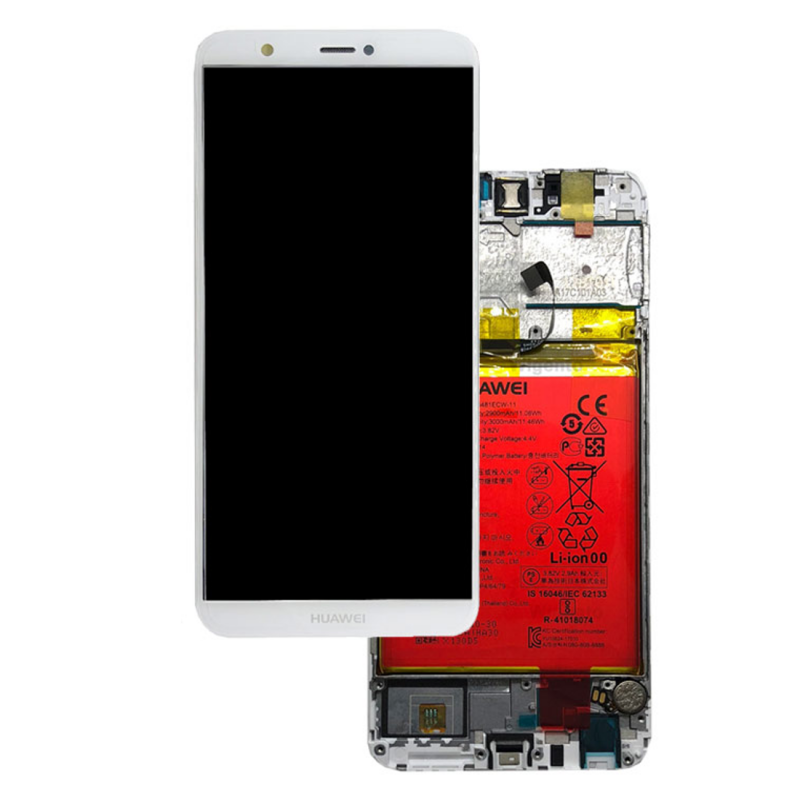Ecran Huawei P Smart Blanc Sur Châssis + Batterie (Service Pack)