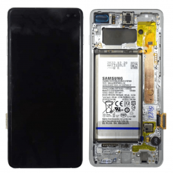Samsung Ecran Samsung Galaxy S10 Plus (G975) Blanc Prisme + Châssis + Batterie (Service Pack)