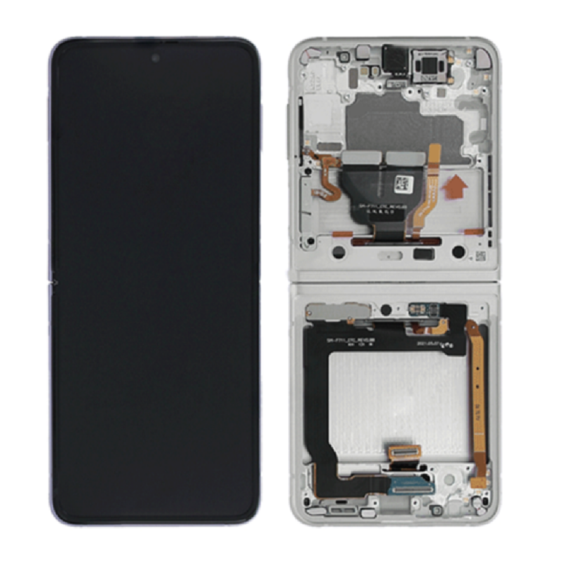Ecran Samsung Galaxy Z Flip 4 5G (F721B) Argent/Blanc + Châssis (Service Pack)