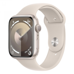 Apple Montre Connectée Apple Watch Series 9 GPS 45mm Aluminium Lumière Stellaire Avec Boîte et Bracelet - Comme Neuf