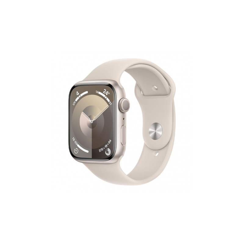 Apple Montre Connectée Apple Watch Series 9 GPS 45mm Aluminium Lumière Stellaire Avec Boîte et Bracelet - Grade AB