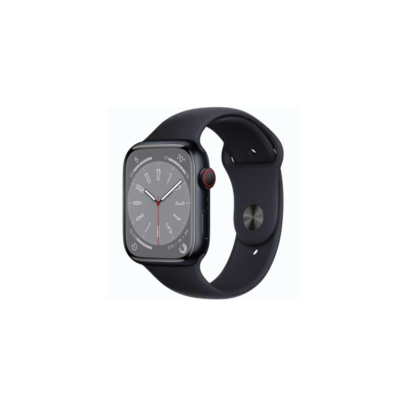 Apple Montre Connectée Apple Watch Series 8 GPS + Cellular 45mm Midnight Aluminium Avec Boîte et Bracelet - Grade A