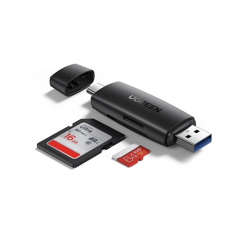 UGREEN Adaptateur Ugreen de carte SD / micro SD (USB-A / USB-C) noir (CM304)