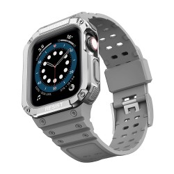 Apple Bracelet pour Apple Watch 7 /6/5/4/3/2/SE (45/44/42mm) - Protection Ecran - Gris