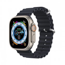 Apple Bracelet Dux Ducis Strap - Apple Watch 9/8/7/6/5/4/3/2/SE (45/44/42 mm) - Bracelet en silicone gris (version OceanWave)