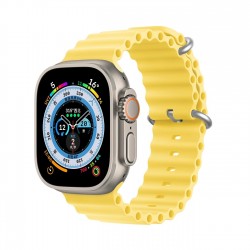 Apple Bracelet Dux Ducis Strap - Apple Watch 9/8/7/6/5/4/3/2/SE (45/44/42 mm) - Bracelet en silicone Jaune (version OceanWave)