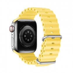 Apple Bracelet Dux Ducis Strap - Apple Watch 9/8/7/6/5/4/3/2/SE (45/44/42 mm) - Bracelet en silicone Jaune (version OceanWave)