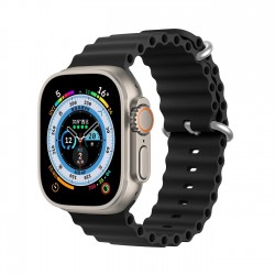 Apple Bracelet Dux Ducis Strap - Apple Watch 9/8/7/6/5/4/3/2/SE (45/44/42 mm) - Bracelet en silicone Noir (version OceanWave)