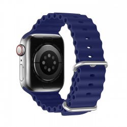 Apple Bracelet Dux Ducis Strap - Apple Watch 9/8/7/6/5/4/3/2/SE (45/44/42 mm) - Bracelet en silicone Bleu (version OceanWave)