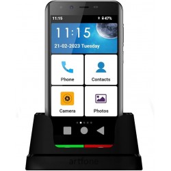Artfone Smart_500 - Téléphone Portable sénior 4G Volte (avec Bouton d'appel d'urgence - écran 5 Pouces - Caméra 13 MP) - Noir
