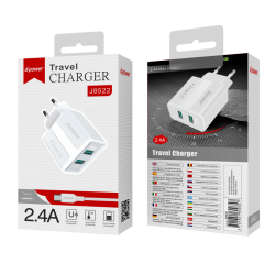 D-Power D-Power - CHARGEUR SECTEUR 2.4A / 2 PORTS USB + CÂBLE TYPE-C / J8522 BLANC