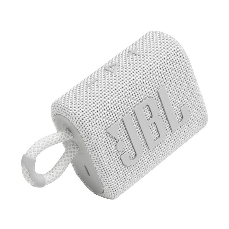 JBL Enceinte Bluetooth JBL Go 3 - 4.2W - Pro Sound- Étanche - Blanc (JBLGO3WHT))