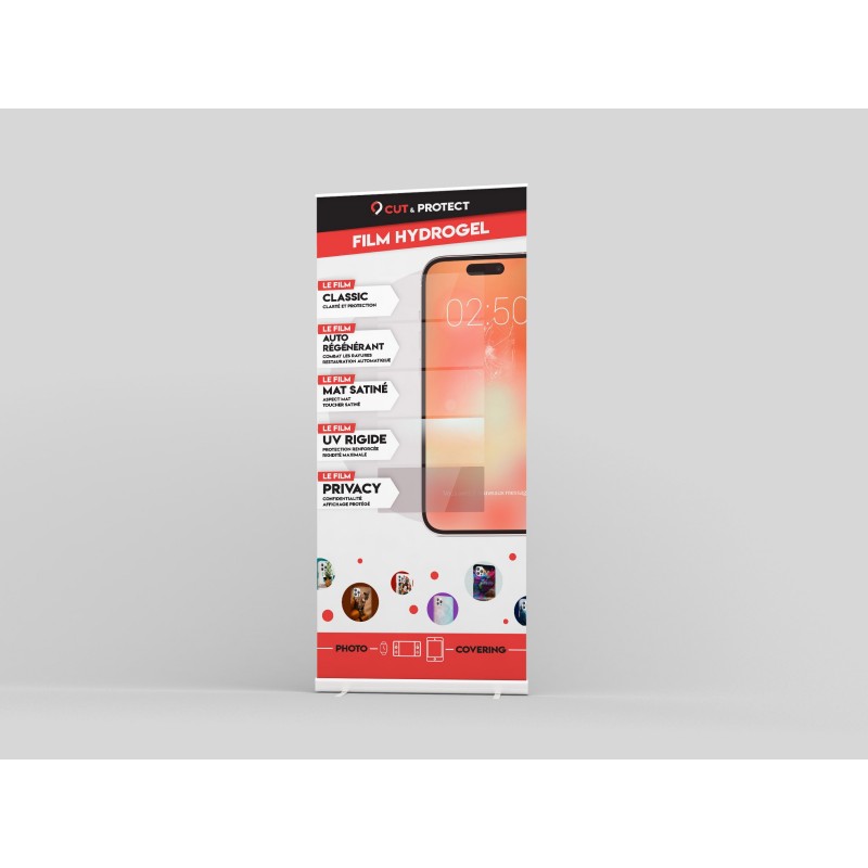 CUT & PROTECT PLV V2.0 - KAKEMONO PUBLICITAIRE ROUGE SUR PIED - CUT & PROTECT / 180x80cm